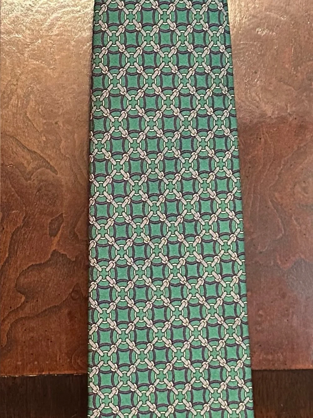 Brooks Brothers Green Geometric Link-Pattern Tie